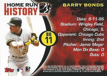 2005 Topps - Barry Bonds Home Run History #BB 11 Barry Bonds Back