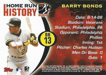 2005 Topps - Barry Bonds Home Run History #BB 13 Barry Bonds Back