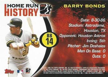 2005 Topps - Barry Bonds Home Run History #BB 14 Barry Bonds Back