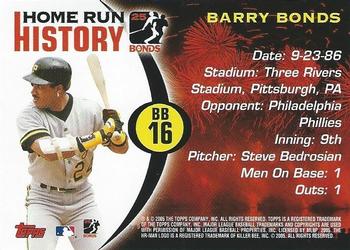 2005 Topps - Barry Bonds Home Run History #BB 16 Barry Bonds Back