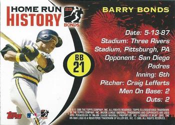 2005 Topps - Barry Bonds Home Run History #BB 21 Barry Bonds Back