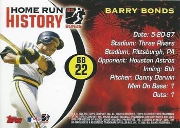 2005 Topps - Barry Bonds Home Run History #BB 22 Barry Bonds Back