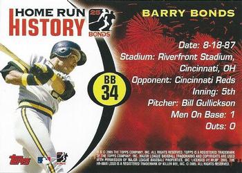 2005 Topps - Barry Bonds Home Run History #BB 34 Barry Bonds Back