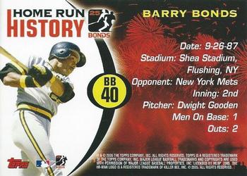 2005 Topps - Barry Bonds Home Run History #BB 40 Barry Bonds Back