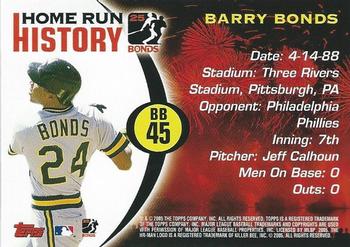2005 Topps - Barry Bonds Home Run History #BB 45 Barry Bonds Back
