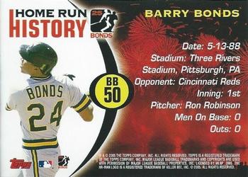 2005 Topps - Barry Bonds Home Run History #BB 50 Barry Bonds Back