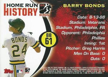 2005 Topps - Barry Bonds Home Run History #BB 61 Barry Bonds Back