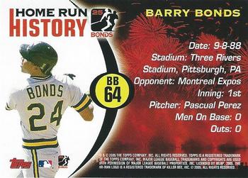 2005 Topps - Barry Bonds Home Run History #BB 64 Barry Bonds Back