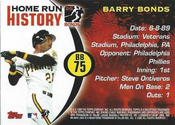 2005 Topps - Barry Bonds Home Run History #BB 75 Barry Bonds Back