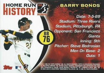 2005 Topps - Barry Bonds Home Run History #BB 76 Barry Bonds Back
