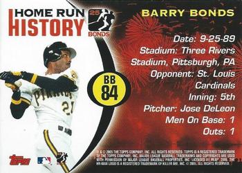 2005 Topps - Barry Bonds Home Run History #BB 84 Barry Bonds Back