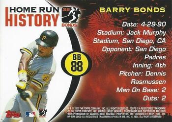 2005 Topps - Barry Bonds Home Run History #BB 88 Barry Bonds Back