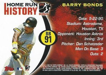 2005 Topps - Barry Bonds Home Run History #BB 91 Barry Bonds Back