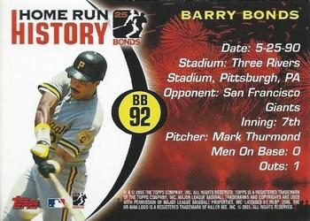 2005 Topps - Barry Bonds Home Run History #BB 92 Barry Bonds Back