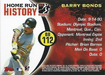 2005 Topps - Barry Bonds Home Run History #BB 112 Barry Bonds Back