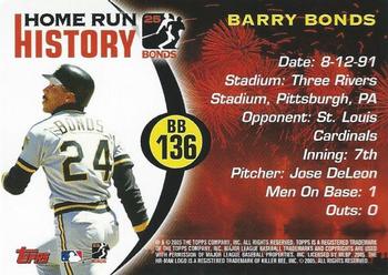 2005 Topps - Barry Bonds Home Run History #BB 136 Barry Bonds Back