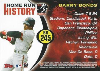 2005 Topps - Barry Bonds Home Run History #BB 245 Barry Bonds Back