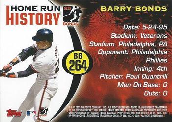 2005 Topps - Barry Bonds Home Run History #BB 264 Barry Bonds Back