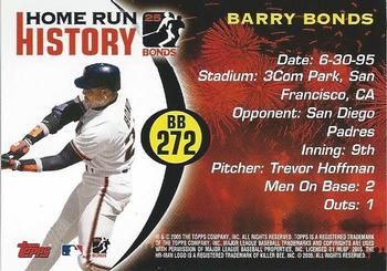 2005 Topps - Barry Bonds Home Run History #BB 272 Barry Bonds Back