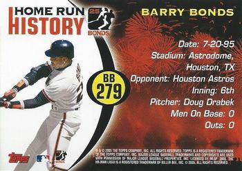 2005 Topps - Barry Bonds Home Run History #BB 279 Barry Bonds Back