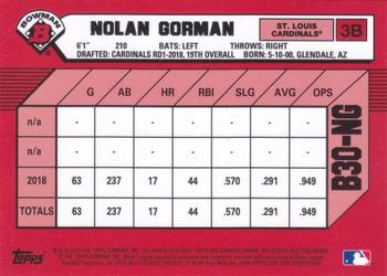 2019 Bowman - 30th Anniversary Bowman #B30-NG Nolan Gorman Back