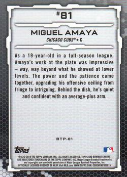 2019 Bowman - Bowman Scouts' Top 100 #BTP-81 Miguel Amaya Back