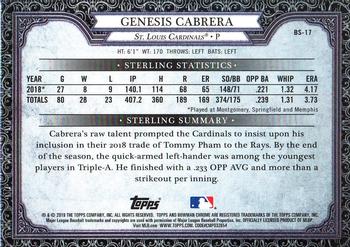2019 Bowman - Bowman Sterling Continuity #BS-17 Genesis Cabrera Back