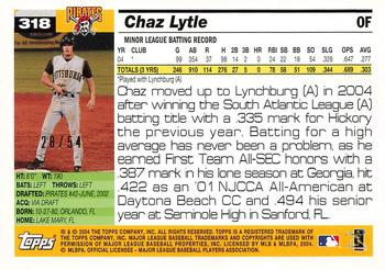 2005 Topps - Black #318 Chaz Lytle Back