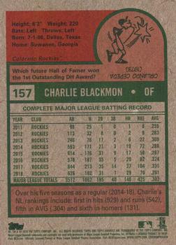 2019 Topps Archives #157 Charlie Blackmon Back