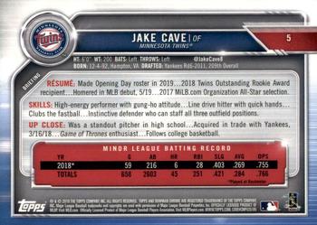 2019 Bowman Chrome #5 Jake Cave Back