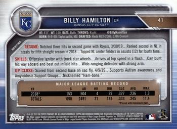 2019 Bowman Chrome #41 Billy Hamilton Back