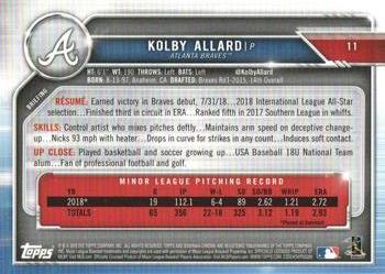 2019 Bowman Chrome #11 Kolby Allard Back