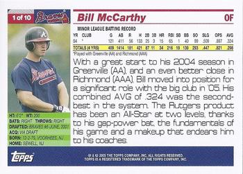 2005 Topps - First Year Player #1 Bill McCarthy Back