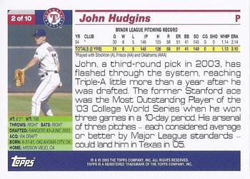 2005 Topps - First Year Player #2 John Hudgins Back