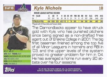 2005 Topps - First Year Player #3 Kyle Nichols Back