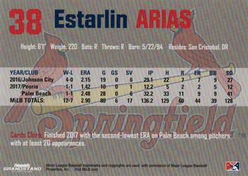2018 Grandstand Springfield Cardinals #NNO Estarlin Arias Back