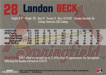 2018 Grandstand Springfield Cardinals #NNO Landon Beck Back