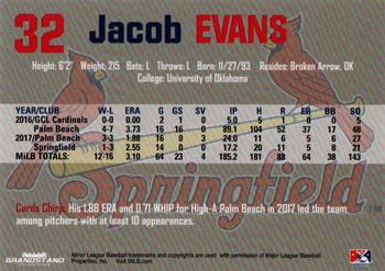 2018 Grandstand Springfield Cardinals #NNO Jacob Evans Back
