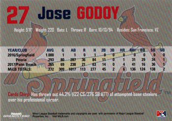 2018 Grandstand Springfield Cardinals #NNO Jose Godoy Back