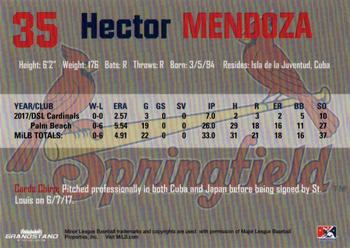 2018 Grandstand Springfield Cardinals #NNO Hector Mendoza Back