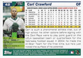 2005 Topps - Gold #42 Carl Crawford Back