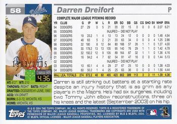 2005 Topps - Gold #58 Darren Dreifort Back