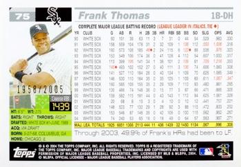 2005 Topps - Gold #75 Frank Thomas Back