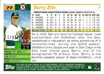2005 Topps - Gold #77 Barry Zito Back
