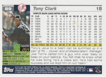 2005 Topps - Gold #89 Tony Clark Back