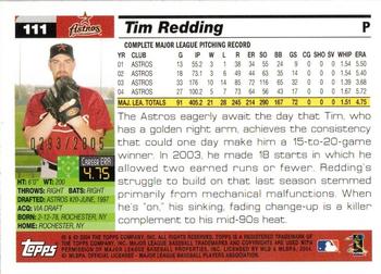 2005 Topps - Gold #111 Tim Redding Back
