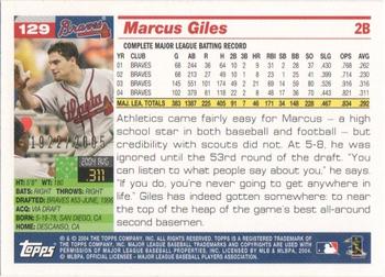 2005 Topps - Gold #129 Marcus Giles Back
