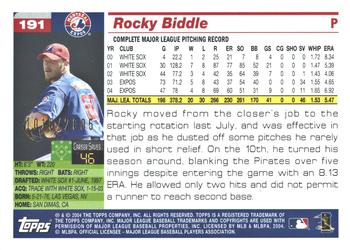 2005 Topps - Gold #191 Rocky Biddle Back