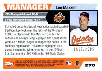 2005 Topps - Gold #270 Lee Mazzilli Back