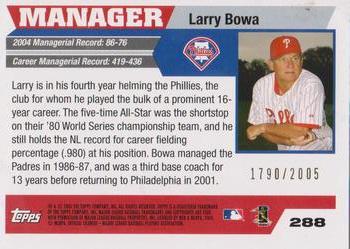 2005 Topps - Gold #288 Larry Bowa Back